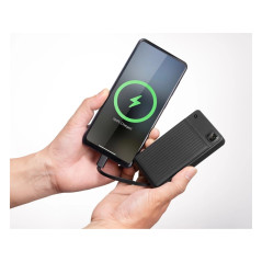 Portable batterier - Andersson powerbank 10 000 mAh med indbygget USB-C- og Lightning-kabel (22,5 W)