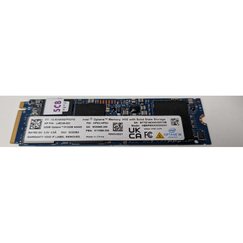 Brugte harddiske - Intel Optane 32GB med 512GB NVMe-SSD (brugt)