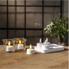 LED-ljus - 6-pak genopladelige LED-telys inklusive batterioplader med timer