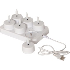 6-pak genopladelige LED-telys inklusive batterioplader med timer - ...