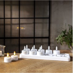 LED-ljus - 12-pak genopladelige LED-telys inklusive batterioplader med timer