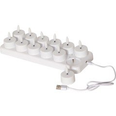 12-pak genopladelige LED-telys inklusive batterioplader med timer -...