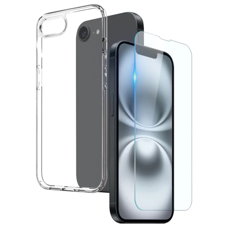 Smartphone- & mobiltilbehør - Sæt med skærmbeskytter og gennemsigtigt cover til iPhone 16e og iPhone 17e