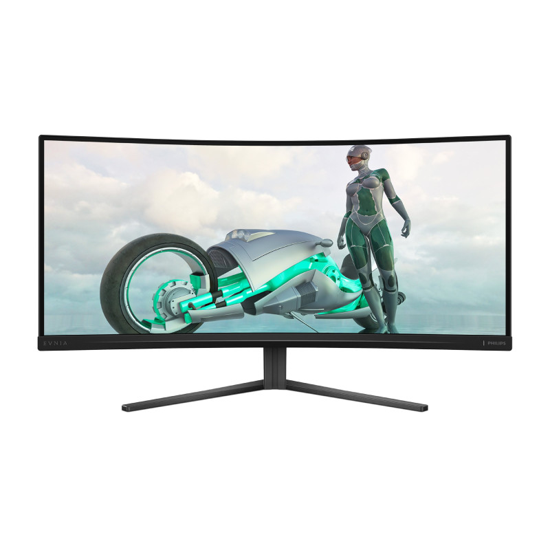 Computerskærm 25" eller større - Philips Evnia 34M2C3500L 34" 3440x1440 ultrabred, buet LED-skærm med Fast VA-panel