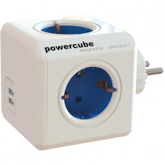 Samledåse - PowerCube strømskinne med 4 sokler + 2 USB