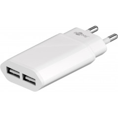 Smartphone- & mobiltilbehør - Goobay Strømadapter til 2xUSB-oplader 2,1A AC-adapter mobiloplader