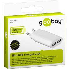 Smartphone- & mobiltilbehør - Goobay Strømadapter til 2xUSB-oplader 2,1A AC-adapter mobiloplader