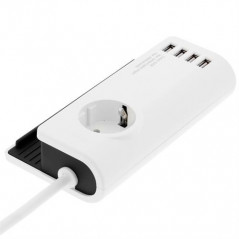 USB-laddstation med fyra USB-portar och eluttag