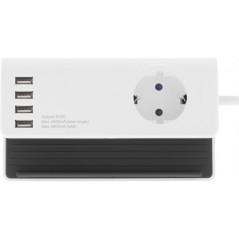 Opladere og kabler - USB-laddstation med fyra USB-portar och eluttag