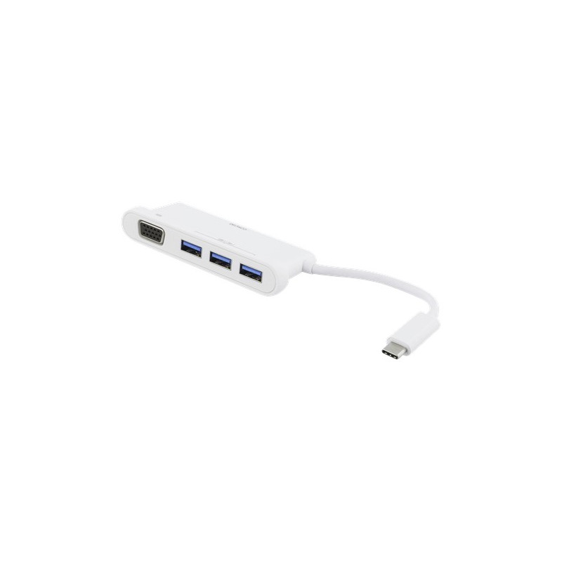 USB-kabel og USB-hubb - USB-C-hubb med 3 USB 3.1-portar och VGA-port