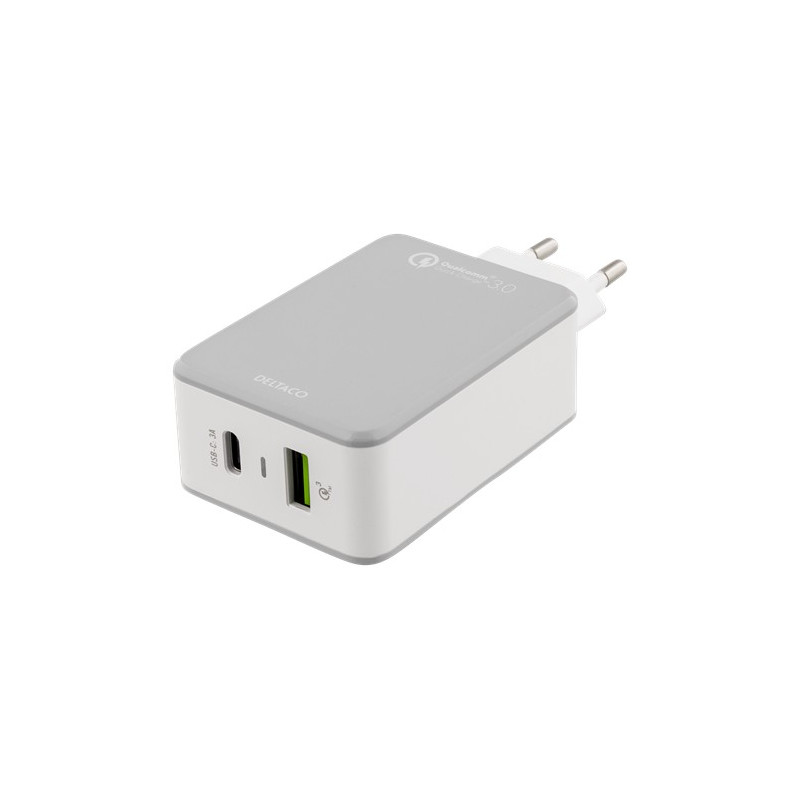Opladere og kabler - Väggladdare med USB-C/USB och Quick Charge