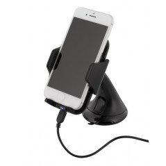 Trådløs oplader til mobiltelefon - Deltaco mobilholder med indbygget trådløs Qi-lader