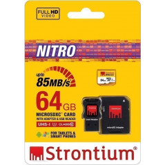 Strontium memorykort microSDHC + SDHC 64GB (Class 10 UHS-I)