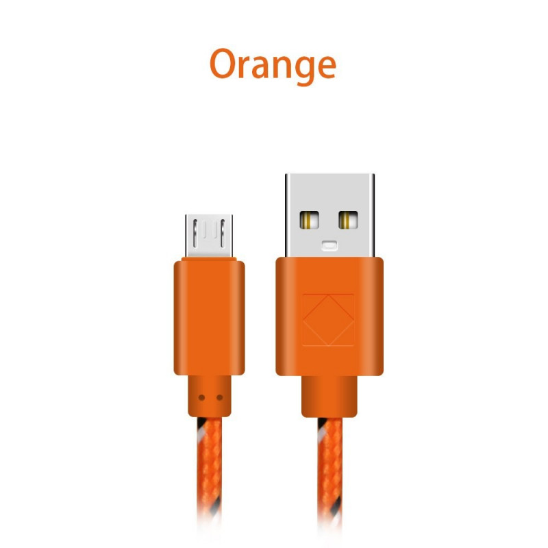USB-kabel og USB-hubb - Flettet microUSB kabel i flere farver