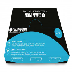 Vægladere til tablets - Champion strømadapter til USB-oplader 2.4A