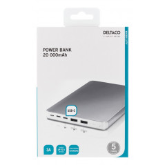 Portable batterier - Kraftig Powerbank 20000mAh Deltaco