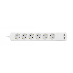 Grenuttag med 6 uttag och 2 USB-portar 5m