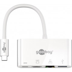 USB-C Multiport til HDMI-adapter med USB, USB-C-port og LAN 4K@30Hz 2K@60Hz PD 60W
