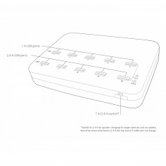 Opladere og kabler - USB-laddstation med 10 USB-portar 1A/2.4A