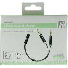 Andet tilbehør - Headsetadapter 3.5mm han mic/stereo til 3.5mm hun 4-pin